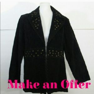 Pigale Women's Black Leather Suede Western Jacket